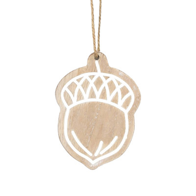 ORNAMENT 3X4X.25 ACORN NEUTRAL/WHITE WOOD (3.00)
