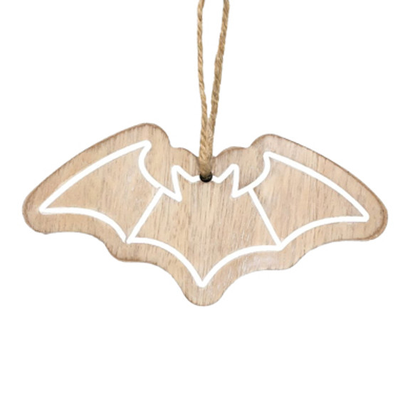 ORNAMENT 5X3X.25 BAT NEUTRAL/WHITE WOOD (3.00) ORNAMENT 5X3X.25 BAT NEUTRAL/WHITE WOOD (3.00)