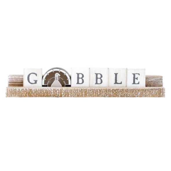 TABLETOP DECOR 12.75X2X1 GOBBLE LEDGIE KIT WHITE/GRAY/BROWN/NEUTRAL WOOD  (5.00)