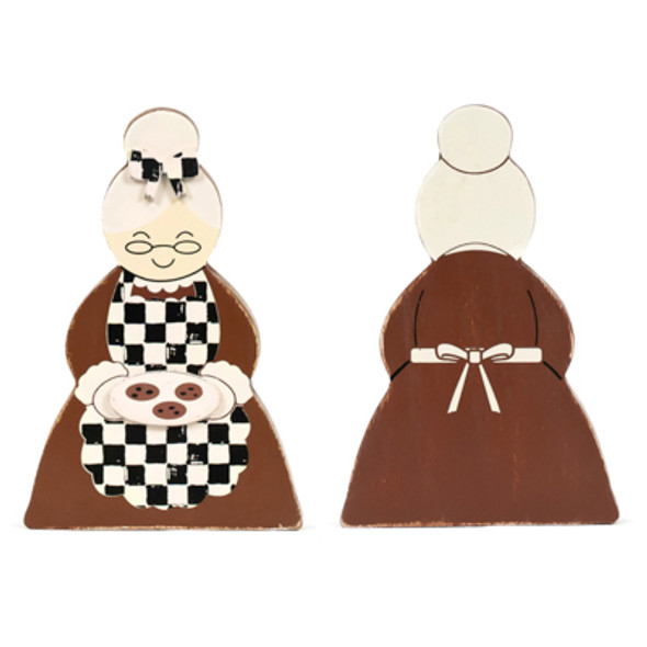 TABLETOP DECOR 4X6X1 REVERSIBLE MRS CLAUS CHUNKY CUTOUT WOOD (5.00)