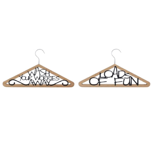 WALL DECOR 14.5X9 2AST CLOTHES HANGERS WOOD/METAL