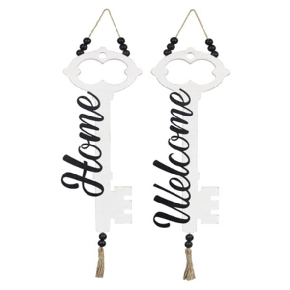 WALL ART BLESSING BEADS 2AST 6X16 HOME/WELCOME KEY WOOD