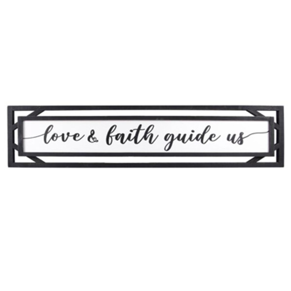 WALL SIGN 36X9 LOVE&FAITH BLACK/WHITE  WOOD