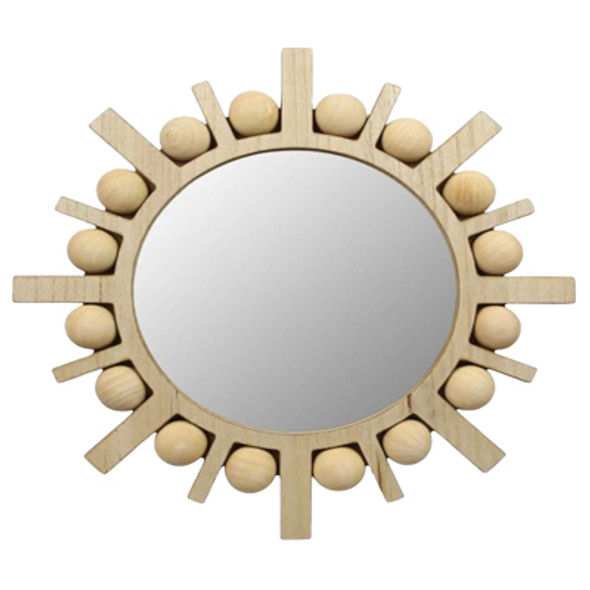 WALL MIRROR 14.2X14.2 BEADS WOOD