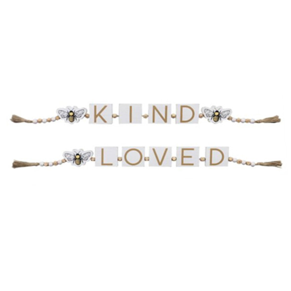 TABLETOP DECOR 2AST 30X2.5 KIND/LOVE WOOD