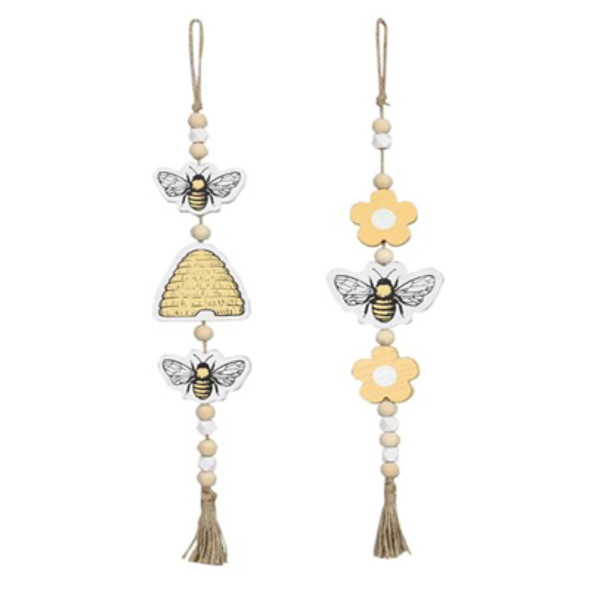 WALL HANGER 2AST 3X17.5 BLESSING BEADS BEE WOOD WALL HANGER 2AST 3X17.5 BLESSING BEADS BEE WOOD