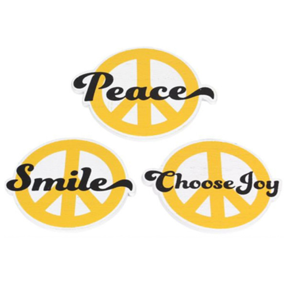 MAGNETS 3AST 2.5X2.5 SUNNY DAYS WORD PEACE SIGN WOOD MAGNETS 3AST 2.5X2.5 SUNNY DAYS WORD PEACE SIGN WOOD