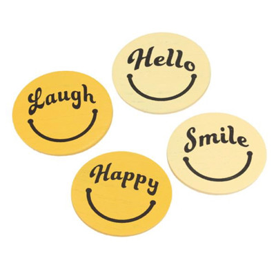 MAGNETS 4AST 2.5X2.5 SUNNY DAYS SMILEY FACE WOOD