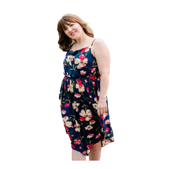 DRESS 2S/2M/2L/2XL BOHO ASYMMETRICAL BLUE