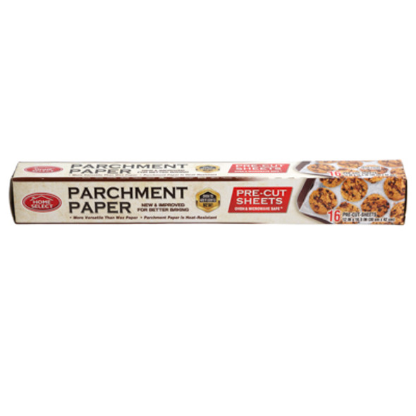PARCHMENT PAPER 16CT 12X16.5IN PRE-CUT SHEETS HOME SELECT PARCHMENT PAPER 16CT 12X16.5IN PRE-CUT SHEETS HOME SELECT