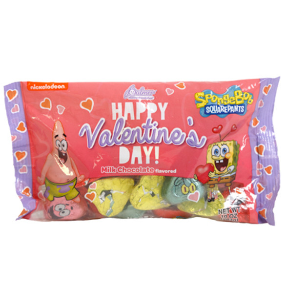SPONGEBOB HEARTS MILK CHOC FLAVOR 10 OZ BAG IN COUNTER DSIPLAY