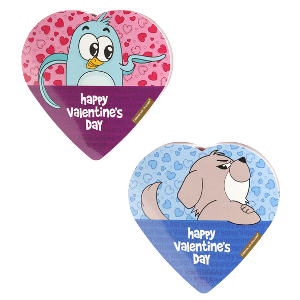 VALENTINE CANDY CHEEKY 2.0 OZ CHOCOLATE HEART BOX PDQ