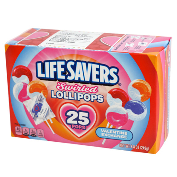 LIFE SAVERS SWIRL POPS CLASSROOM BOX 8.8 OZ 25 POPS BOX IN COUNTER DISPLAY