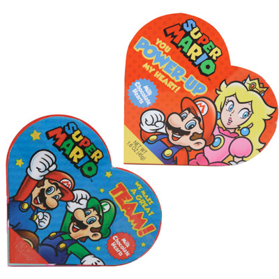 SUPER MARIO CRISPY CHOCOLATY HEART BOX 1.6 OZ IN COUNTER DISPLAY