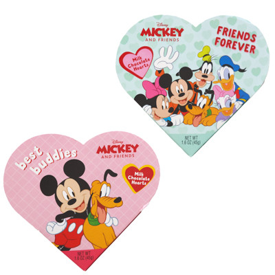 MICKEY/MINNIE CRISPY CHOCOLATY HEART BOX 1.6 OZ IN COUNTER DISPLAY