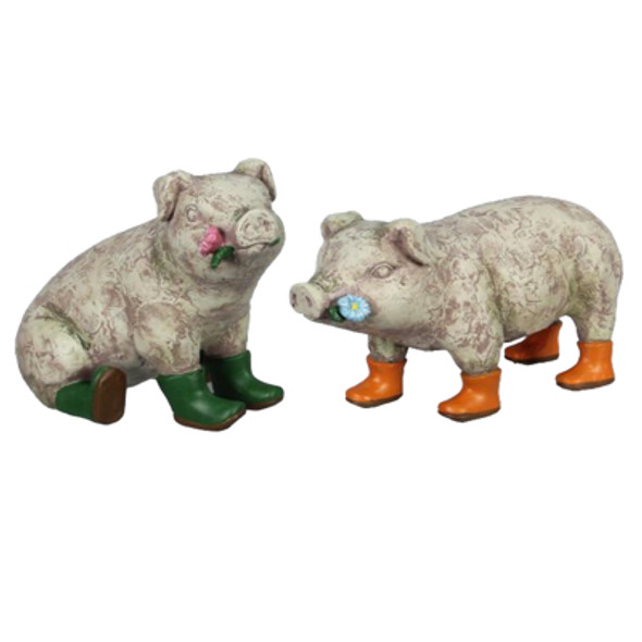 TABLETOP DECOR 2AST 6.69X3.62X5.31 PIG RESIN