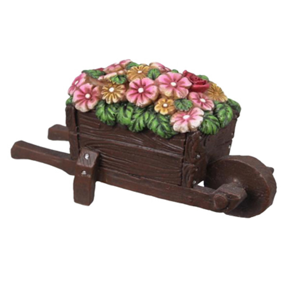 TABLETOP DECOR 3.54X1.57X1.97  WHEEL BARREL FLOWER RESIN