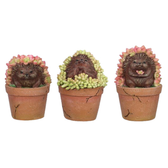 TABLETOP DECOR 3AST 3.54X3.15X4.92 GARDEN COTTAGE HEDGEHOG RESIN