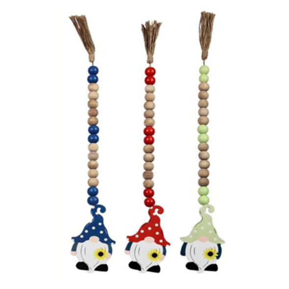 GARLAND W/GNOME 3AST 2.95X20.87 BEADS RED/WHITE/BLUE WOOD GARLAND W/GNOME 3AST 2.95X20.87 BEADS RED/WHITE/BLUE WOOD