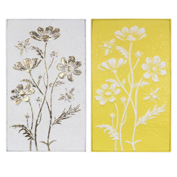 WALL ART 2AST 14.17X26.97 FLOWERS HONEY BEE METAL WALL ART 2AST 14.17X26.97 FLOWERS HONEY BEE METAL
