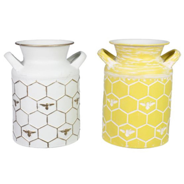 VASE MILK JUG 2AST 6.5X5.51X9.37 HONEY BEE YELLOW/WHITE METAL VASE MILK JUG 2AST 6.5X5.51X9.37 HONEY BEE YELLOW/WHITE METAL