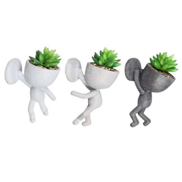 SUCCULENT 3AST 5X4.53X9.45 ZEN GARDEN PLANT PEOPLE RESIN