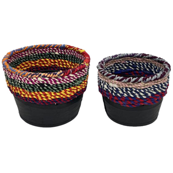 PLANTERS 2PC SET 8.46X8.46X7.48 KANTHA RUBBER BOTTOM