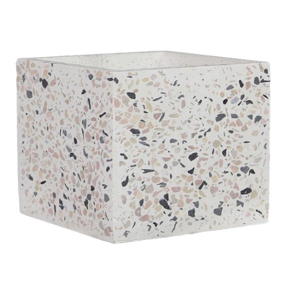 POT 4.13X4.13X4.13 WHITE TERRAZZO W/DRAINAGE HOLE CEMENT POT 4.13X4.13X4.13 WHITE TERRAZZO W/DRAINAGE HOLE CEMENT