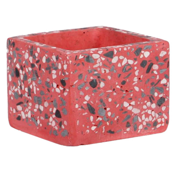 POT2.95X2.95X2.64 PINK TERRAZZO W/DRAINAGE HOLE CEMENT POT2.95X2.95X2.64 PINK TERRAZZO W/DRAINAGE HOLE CEMENT
