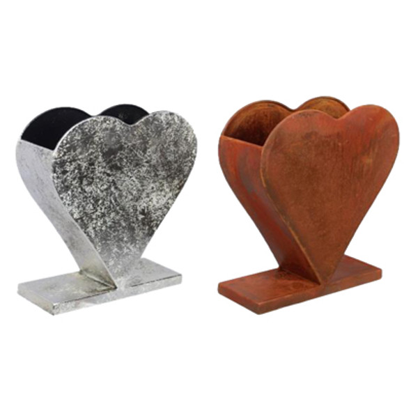 PLANTER 2AST 7.5X2.75X9.25 HEART SHAPE METAL