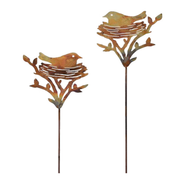 GARDEN STAKE 2PC SET 6.25X34.75 BIRD METAL