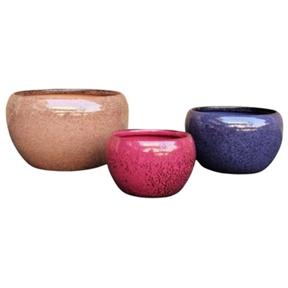 POTS 3PC SET 6X6X4 APPLE W/DRAINAGE HOLE METAL POTS 3PC SET 6X6X4 APPLE W/DRAINAGE HOLE METAL