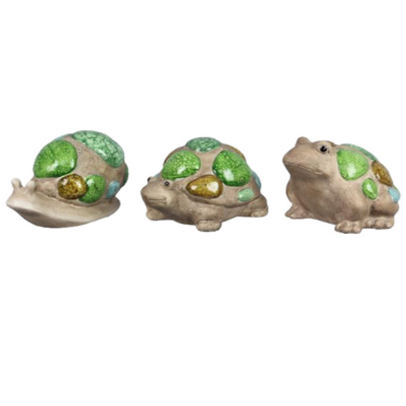 TABLETOP DECOR 3AST 7.09X4.92X4.53 SNAIL/FROG/TURTLE CERMIC
