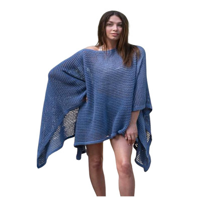 PONCHO 49.2X53.2 FISHNET SWEATER