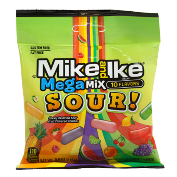 MIKE & IKE MEGA MIX SOUR 5 OZ PEG BAG MIKE & IKE MEGA MIX SOUR 5 OZ PEG BAG