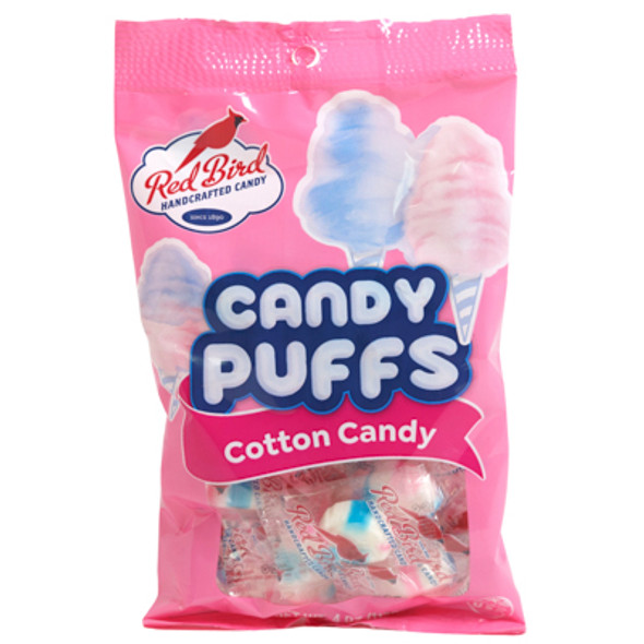 RED BIRD COTTON CANDY PUFFS 4 OZ PEG BAG RED BIRD COTTON CANDY PUFFS 4 OZ PEG BAG