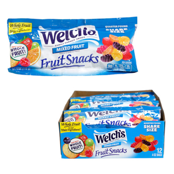 WELCHS FRUIT SNACKS MIXED FRUIT SHARE SIZE 4.0 OZ 12 PC COUNTER DISPLAY WELCHS FRUIT SNACKS MIXED FRUIT SHARE SIZE 4.0 OZ 12 PC COUNTER DISPLAY