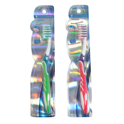 TOOTHBRUSH ADULT SOFT BRISTLE W/GUM MASSAGER 3AST/HBA BLISTER