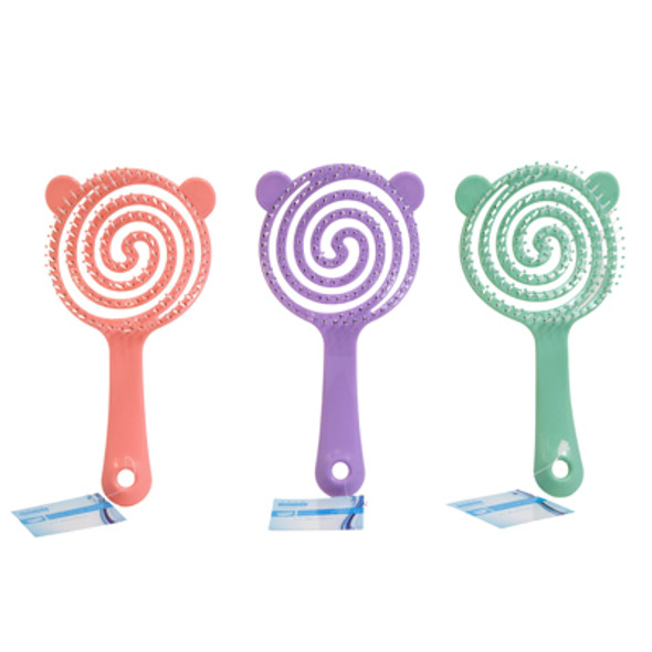 HAIR BRUSH KIDS DETANGLE SPIRAL 3AST CLRS/HBA HT HAIR BRUSH KIDS DETANGLE SPIRAL 3AST CLRS/HBA HT