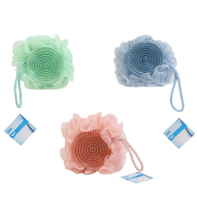BATH SPONGE 50G W/SCRUBBER 3AST CLRS/HBA HT