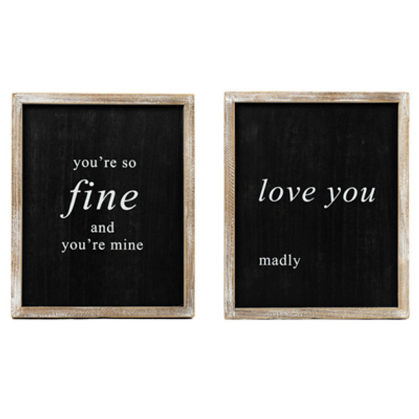 WALL ART 10X12X1.5 REVERSIBLE FINE/LOVE BLACK/WHITE WOOD (10.00)