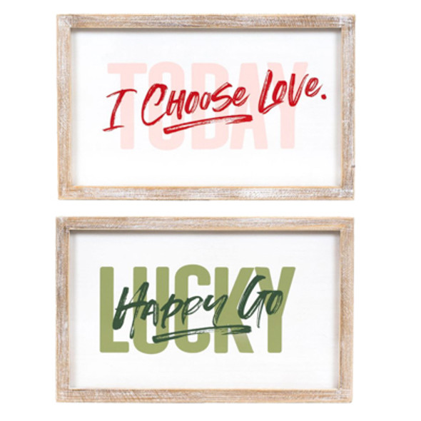 WALL ART 17X10X1.5 REVERSIBLE TODAY/LUCK WOOD (17.00)