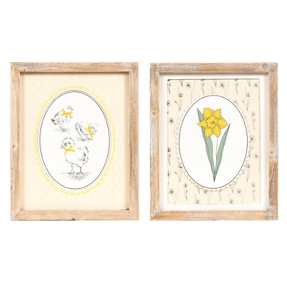 WALL ART 10X12X1.5 REVERSIBLE DAFFODIL/CHICKS WOOD (16.00) WALL ART 10X12X1.5 REVERSIBLE DAFFODIL/CHICKS WOOD (16.00)