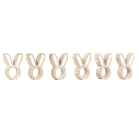 NAPKIN RINGS 4X5X1 6PC SET BUNNY WOOD (16.00) NAPKIN RINGS 4X5X1 6PC SET BUNNY WOOD (16.00)