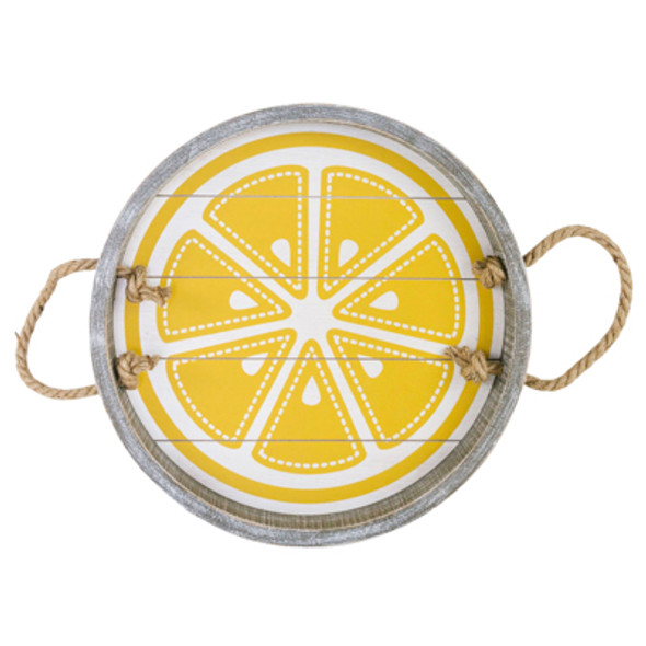 SHIPLAP TRAY 12X12X1.5  LEMON WHITE/YELLOW WOOD (14.00)