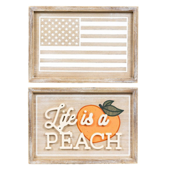 WALL SIGN 17X12X1.5 REVERSIBLE  PEACH/FLAG WOOD (19.00) WALL SIGN 17X12X1.5 REVERSIBLE  PEACH/FLAG WOOD (19.00)