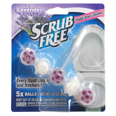 TOILET BOWL CLEANING & REFRESHING BALLS 5PK SCRUB FREE LAVENDER 12PC PDQ
