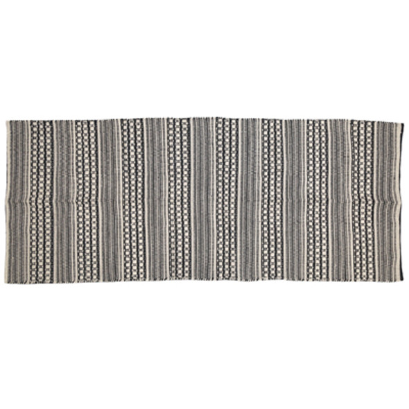 RUG 2.6X6 MODERN DOBBY STRIPE HAND LOOMED BLACK COTTON RUG 2.6X6 MODERN DOBBY STRIPE HAND LOOMED BLACK COTTON
