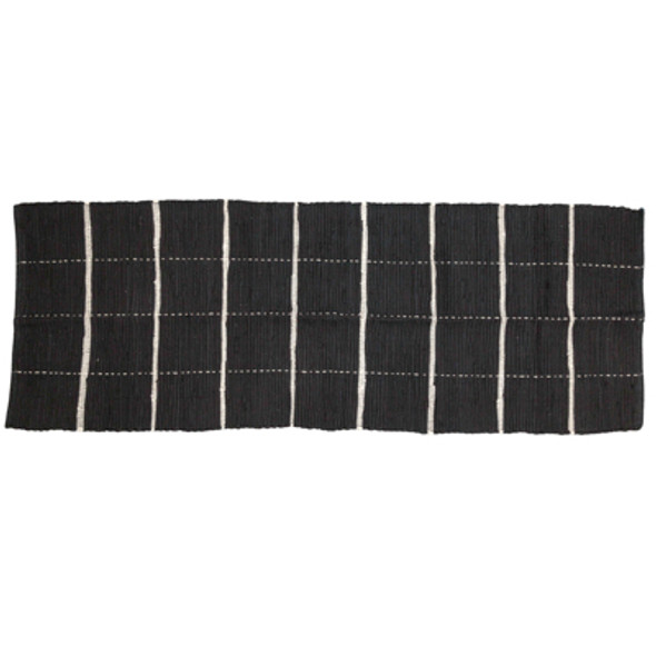 RUG 2.3X6  MODERN FARMHOUSE CHECK CHINDI BLACK/CREAM COTTON