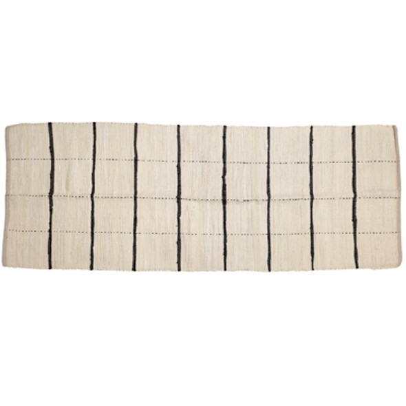 RUG 2.3X6 MODERN FARMHOUSE CHECK CHINDI CREAM/BLACK COTTON RUG 2.3X6 MODERN FARMHOUSE CHECK CHINDI CREAM/BLACK COTTON